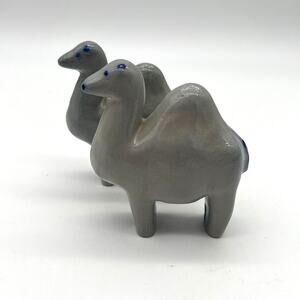 Eldreth Pottery Salt Glaze Noah's Ark Camel Figurines Pair